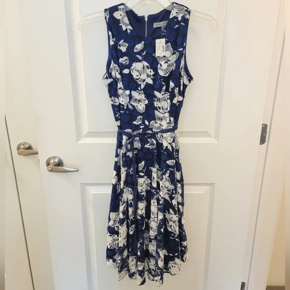 Danny & Nicole Blue Floral Fit & Flare Dress  NWT!